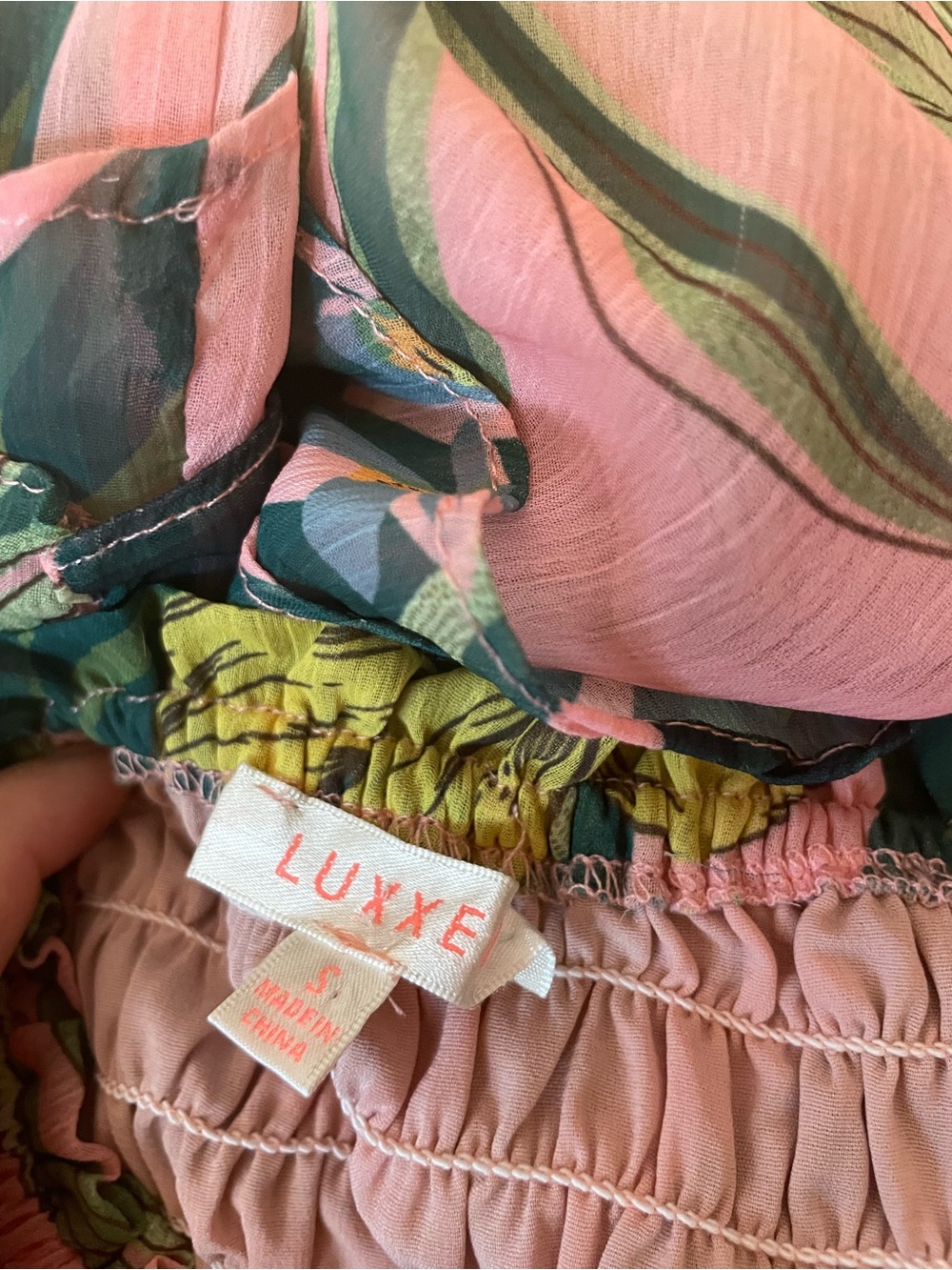 Luxxel Pink Tropical Floral Ruffled Tiered Maxi Print Skirt Small - Picture 5 of 6